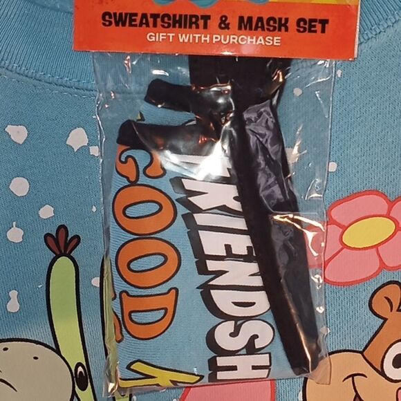 Spongebob Graphic Splatter Crop Sweatshirt Shirt Top - Picture 5 of 6